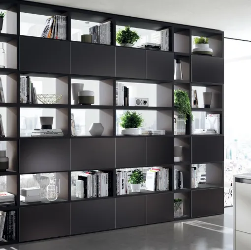 Libreria divisoria Living Tetrix Fluida in vetro laccato di Scavolini