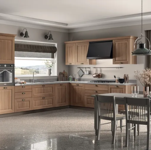 Cucina Classica angolare Family in decorativo Rovere Azteco di Scavolini