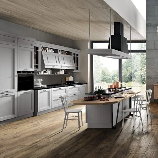 Cucina Classica con isola Maryland 05 in legno laccato di Spar