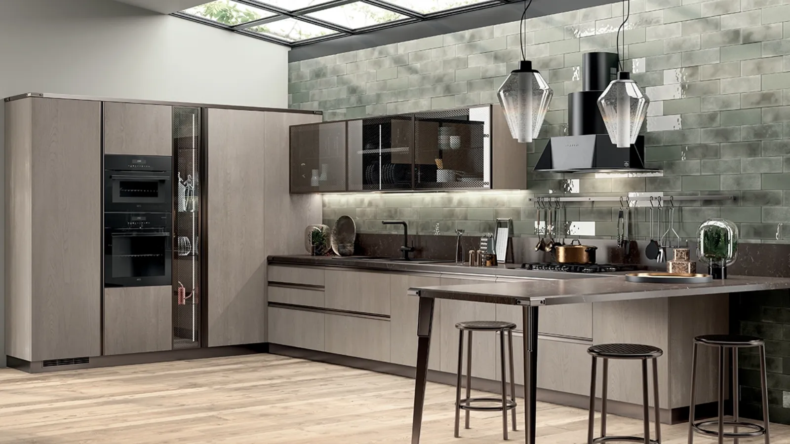 Cucina Moderna Diesel Open Workshop in Rovere Gessato di Scavolini