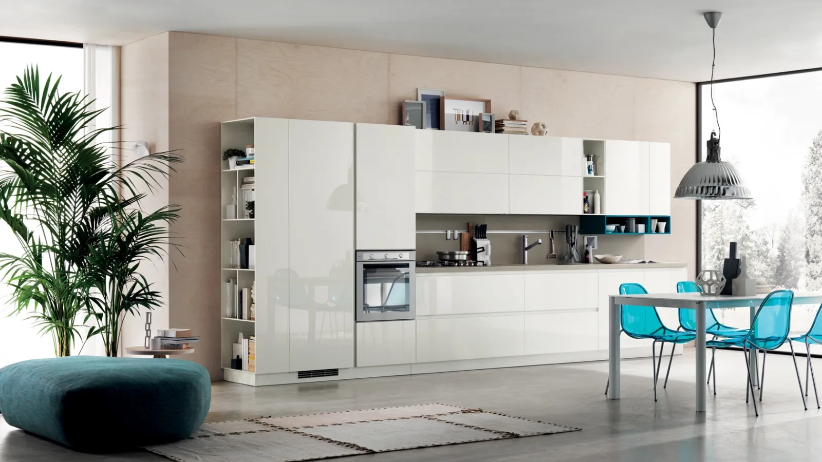 Cucina Moderna Foodshelf laccato lucido Bianco Prestige di Scavolini