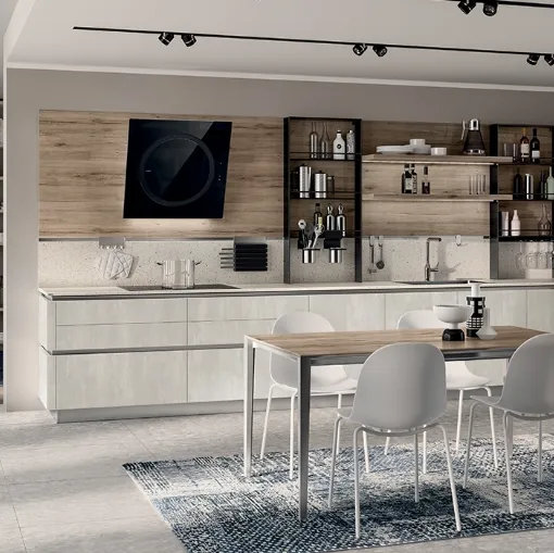 Cucina Moderna Liberamente Concrete Jersey e Rovere Voyage di Scavolini