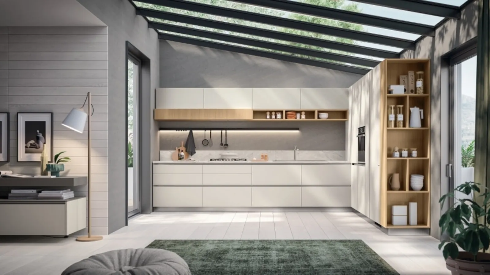 Cucina Moderna Lumina in decorativo Home Matter e Rovere Gold di Scavolini