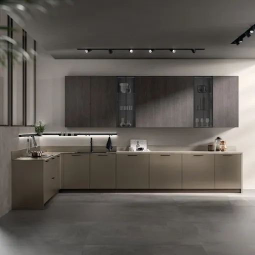 Cucina Moderna Musa in vetro opaco Grigio Matera e decorativo Oriental di Scavolini