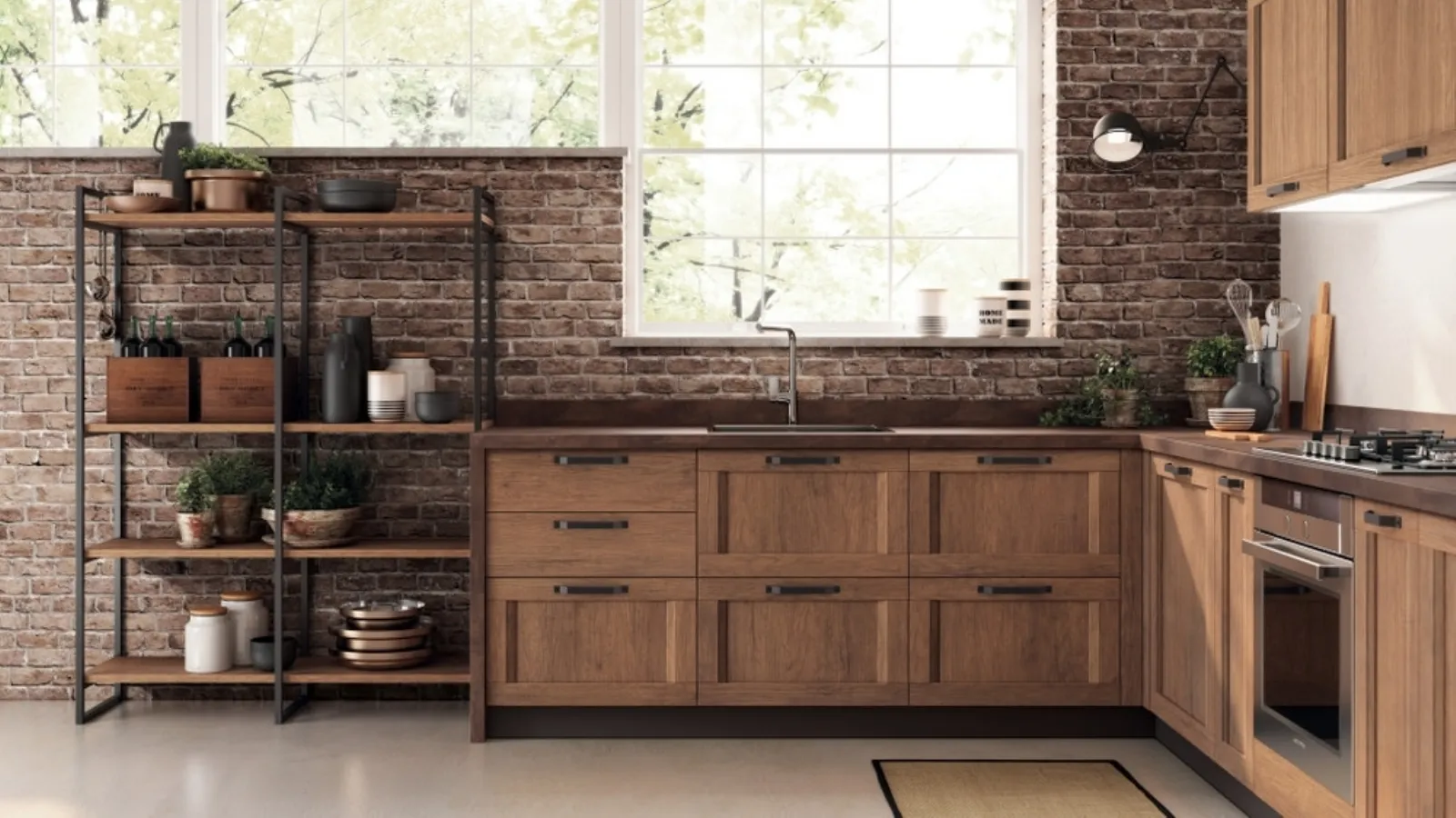 Cucina Moderna angolare Sax in decorativo Rovere Land di Scavolini